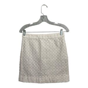 J.Crew Skirt Women’s 2 White Eyelet Cut Out Pencil Straight Zip Cotton 45712